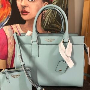 Kate Spade Blue Satchel Structured Leather Bag